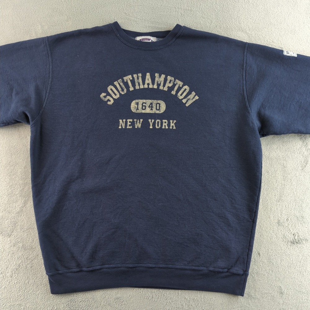 Vintage 90s Breezin' Up‎ Heavyweight Sweatshirt Mens XL Blue Southampton NY USA